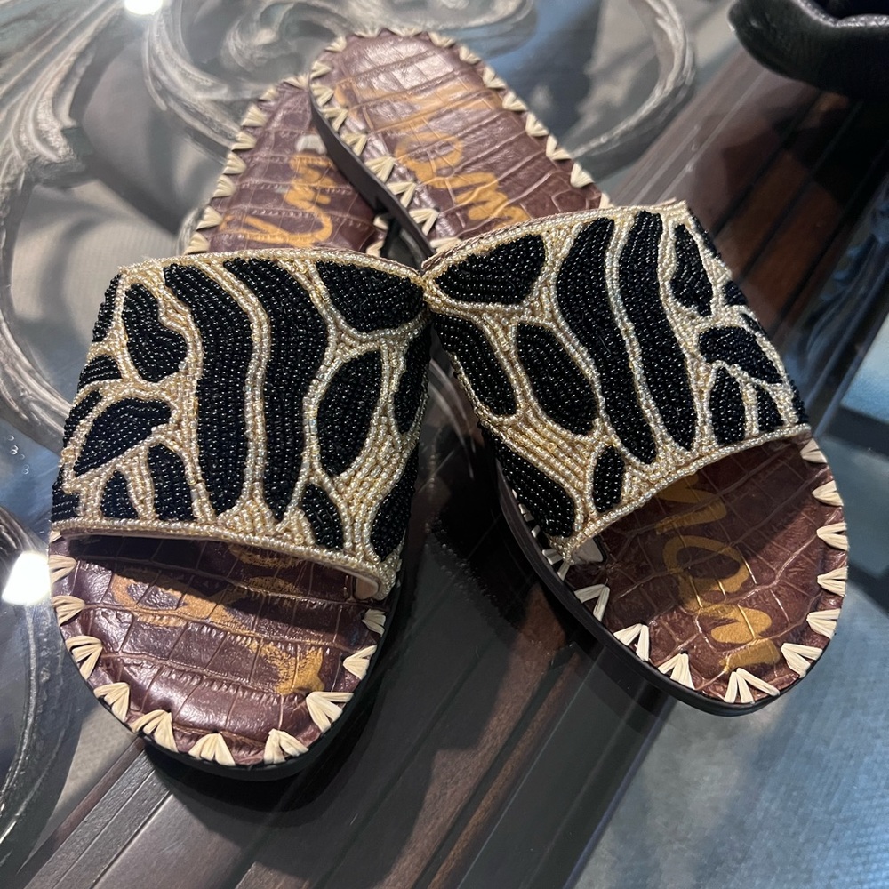 Sam Edelman sandals beautiful zebra beads detail used gently true to size - Picture 4 of 17